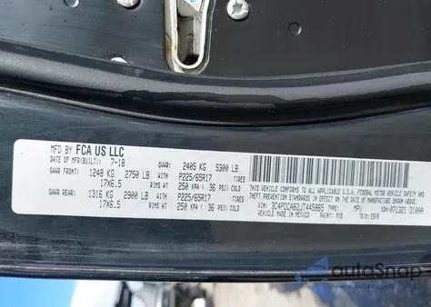 2018 Dodge Journey Se z USA, uszkodzony, nr VIN 3C4PDCAB2JT445865